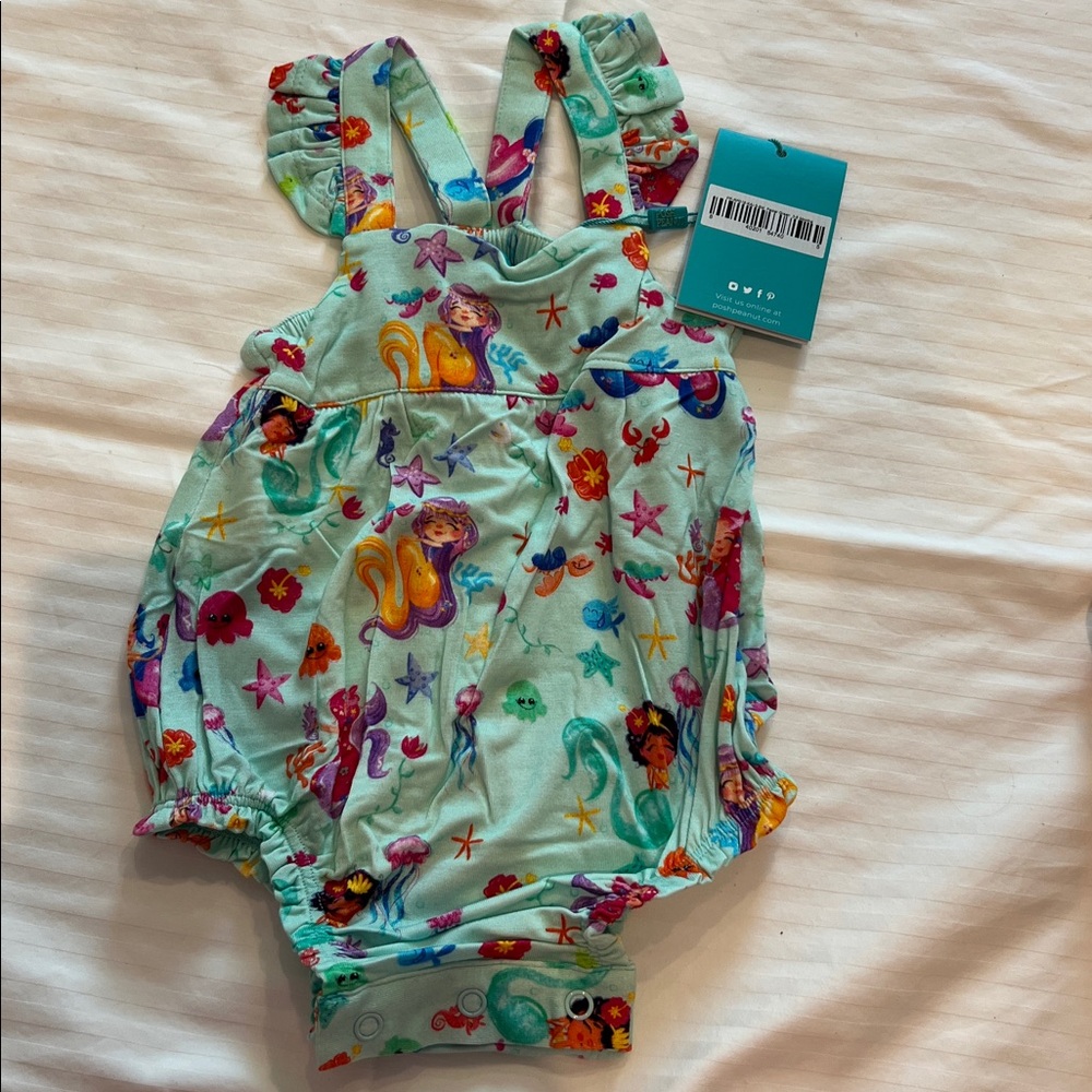 Posh Peanut KAI Ruffled Capsleeve Bubble Romper 3-6 mo 4T Mermaid